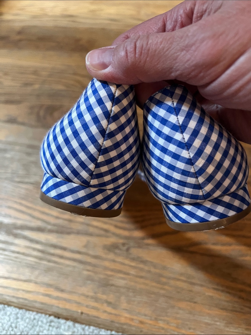 Womens Blue Gingham Knot Front Flats Talbots 9 1/2 - Picture 4 of 9